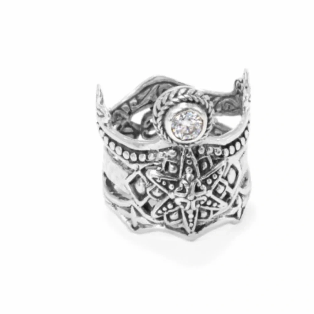SARDA Moissanite silver ring, size 10 but fits a 9 due to thickness of the ring